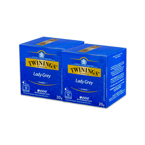 Kit Chá Twinings Preto Lady Grey 20g  2 unidades