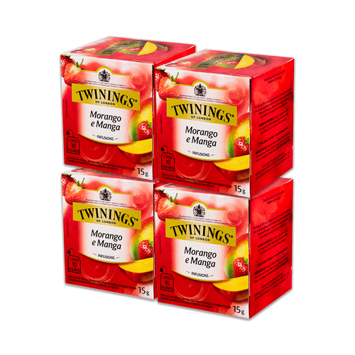 Kit Chá Twinings Morango e Manga 15g - 4 unidades