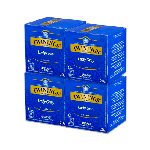 Kit Chá Twinings Preto Lady Grey 20g - 4 unidades