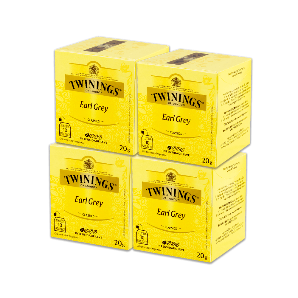 Kit Chá Twinings Preto Earl grey 20g - 4 unidades