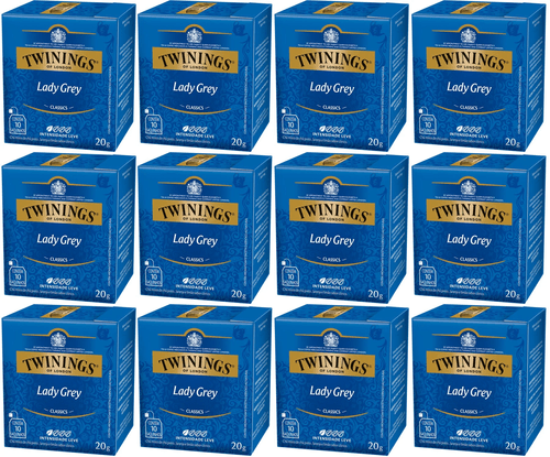 Kit Chá Twinings Preto Lady Grey 20g - 12 unidades