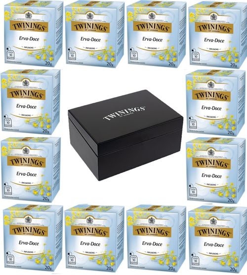 Kit Chá Twinings Erva Doce 20g - 12 unidades + Caixa de madeira Preta