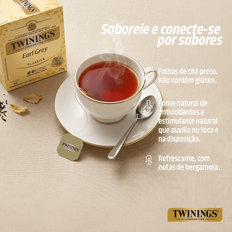 Chá Preto Twinings Earl Grey 20g Caixa Com 10 Sachês